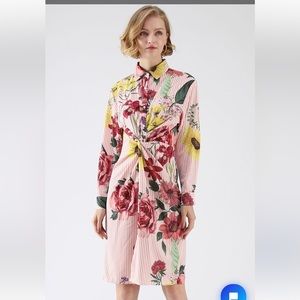 Zara floral and striped dress